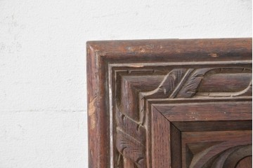 イギリスアンティーク建具　オーク材　クアトロフォイル(四つ葉)の彫刻が美しいパネル1枚　(R-088858)
