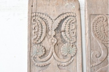 アジアンアンティーク建具　バリ島　異なる彫刻意匠を楽しめるサイズ違いのパネル5枚セット　(R-088859)