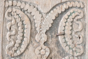 アジアンアンティーク建具　バリ島　異なる彫刻意匠を楽しめるサイズ違いのパネル5枚セット　(R-088859)