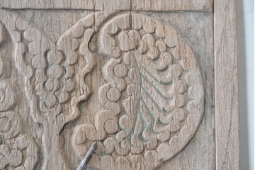 アジアンアンティーク建具　バリ島　異なる彫刻意匠を楽しめるサイズ違いのパネル5枚セット　(R-088859)