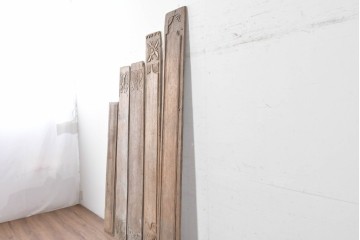 アジアンアンティーク建具　バリ島　異なる彫刻意匠を楽しめるサイズ違いのパネル5枚セット　(R-088859)