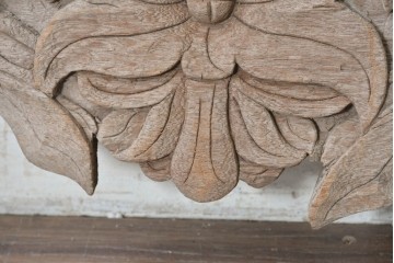 アジアンヴィンテージ建具　バリ　草花の彫刻が施された装飾パネル　(R-088861)