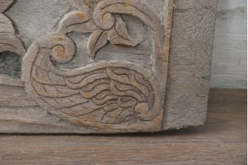 アジアンヴィンテージ建具　バリ　草花の彫刻が施された装飾パネル　(R-088861)