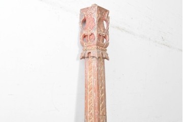 アジアンヴィンテージ　バリ　繊細な彫刻装飾が目を引く木製柱　(R-088862)