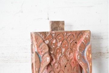 アジアンヴィンテージ　バリ　繊細な彫刻装飾が目を引く木製柱　(R-088863)