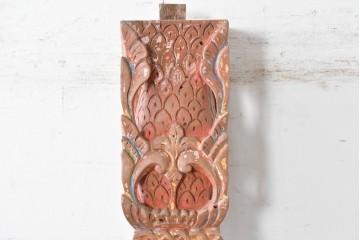 アジアンヴィンテージ　バリ　繊細な彫刻装飾が目を引く木製柱　(R-088863)