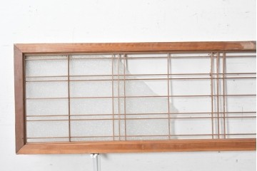 ヴィンテージ建具　昭和中期　ダイヤガラスと桟組みがレトロな欄間2枚セット　(R-088864)