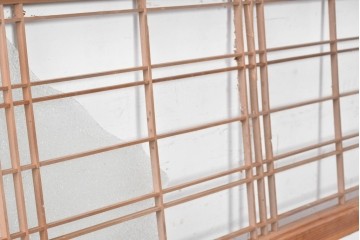 ヴィンテージ建具　昭和中期　ダイヤガラスと桟組みがレトロな欄間2枚セット　(R-088864)