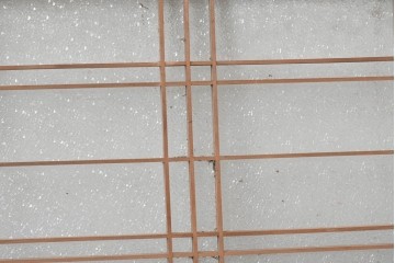 ヴィンテージ建具　昭和中期　ダイヤガラスと桟組みがレトロな欄間2枚セット　(R-088864)