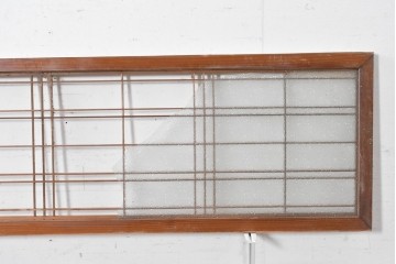 ヴィンテージ建具　昭和中期　ダイヤガラスと桟組みがレトロな欄間2枚セット　(R-088864)