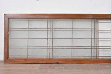 ヴィンテージ建具　昭和中期　ダイヤガラスと桟組みがレトロな欄間2枚セット　(R-088864)