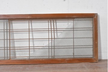 ヴィンテージ建具　昭和中期　ダイヤガラスと桟組みがレトロな欄間2枚セット　(R-088864)