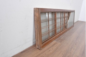 ヴィンテージ建具　昭和中期　ダイヤガラスと桟組みがレトロな欄間2枚セット　(R-088864)