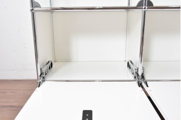 中古 スイス　美品　USMハラー(USM Haller)　モジュール構造の3列4段ガラスキャビネット　(R-088871)