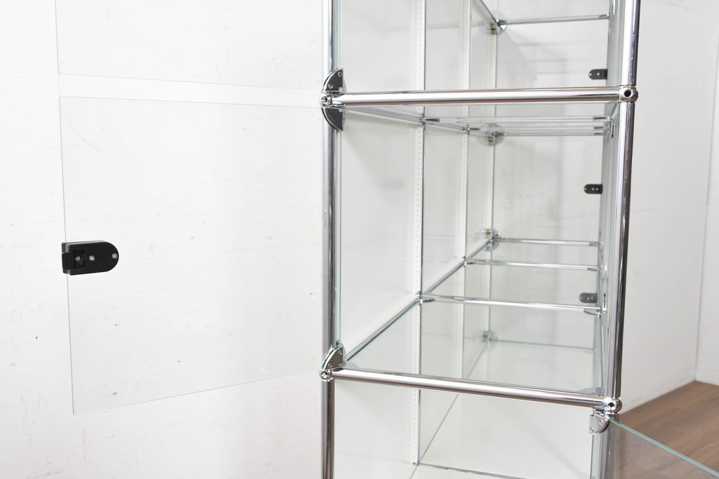 中古 スイス　美品　USMハラー(USM Haller)　モジュール構造の3列4段ガラスキャビネット　(R-088871)