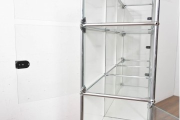 中古 スイス　美品　USMハラー(USM Haller)　モジュール構造の3列4段ガラスキャビネット　(R-088871)