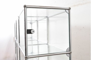 中古 スイス　美品　USMハラー(USM Haller)　モジュール構造の3列4段ガラスキャビネット　(R-088871)