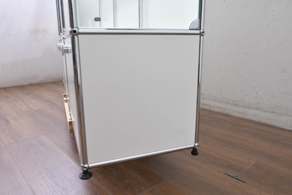 中古 スイス　美品　USMハラー(USM Haller)　モジュール構造の3列4段ガラスキャビネット　(R-088871)
