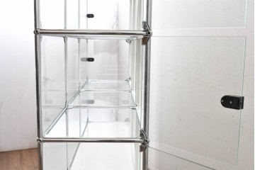 中古 スイス　美品　USMハラー(USM Haller)　モジュール構造の3列4段ガラスキャビネット　(R-088871)