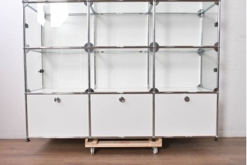中古 スイス　美品　USMハラー(USM Haller)　モジュール構造の3列4段ガラスキャビネット　(R-088871)