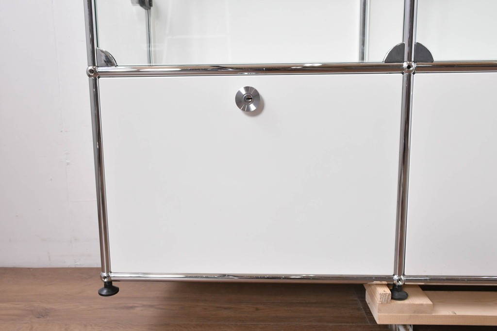 中古 スイス　美品　USMハラー(USM Haller)　モジュール構造の3列4段ガラスキャビネット　(R-088871)
