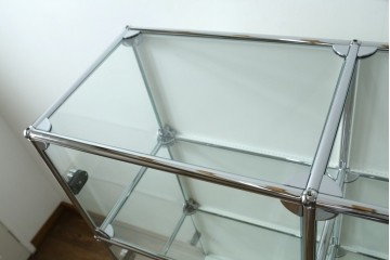 中古 　美品　スイス　USMハラー(USM Haller)　モジュール構造の3列4段ガラスキャビネット　(R-088871)