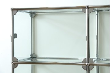 中古 　美品　スイス　USMハラー(USM Haller)　モジュール構造の3列4段ガラスキャビネット　(R-088871)