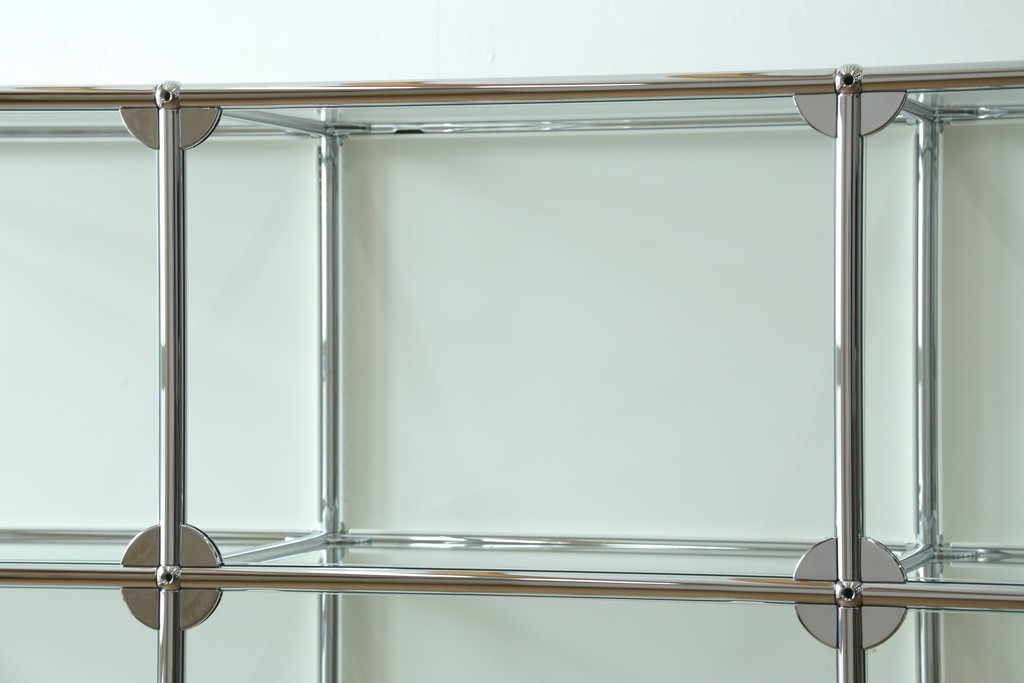 中古 　美品　スイス　USMハラー(USM Haller)　モジュール構造の3列4段ガラスキャビネット　(R-088871)