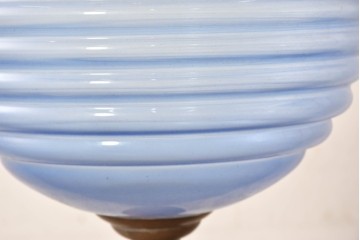 《引っ掛けシーリング式ペンダントライト加工費込み》　インドネシアヴィンテージ　1980年から1990年頃　淡い青色のシェードが爽やかなペンダントライト　(R-088881)
