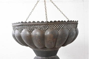 《引っ掛けシーリング式ペンダントライト加工費込み》　ヴィンテージ照明　1980年頃　モロッコ　透かし模様が印象的な真鍮製ペンダントライト　(R-088884)