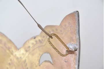 《引っ掛けシーリング式ペンダントライト加工費込み》　ヴィンテージ照明　真鍮製　透かし細工が美しい大振りな吊り下げ照明　(R-088886)