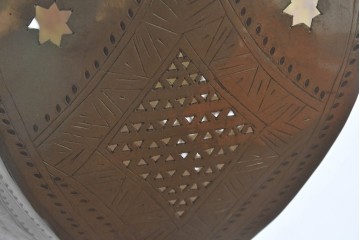 《引っ掛けシーリング式ペンダントライト加工費込み》　ヴィンテージ照明　真鍮製　透かし細工が美しい大振りな吊り下げ照明　(R-088886)