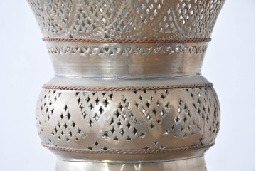《引っ掛けシーリング式ペンダントライト加工費込み》　ヴィンテージ照明　モロッコ　繊細な透かし装飾が施された真鍮製吊り下げ照明　(R-088887)