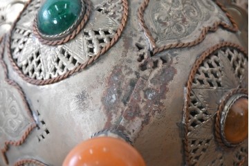 《引っ掛けシーリング式ペンダントライト加工費込み》　ヴィンテージ照明　モロッコ　繊細な透かし装飾が施された真鍮製吊り下げ照明　(R-088887)