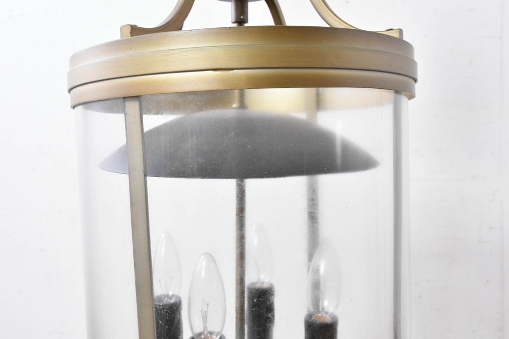 中古照明　特注　クラシカルなランタン風デザインが素敵な大型の吊り下げ照明　(R-088889)