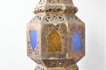 《引っ掛けシーリング式ペンダントライト加工費込み》　ヴィンテージ照明　真鍮製　モロッコ　異国情緒あふれるペンダントライト　(R-088891)