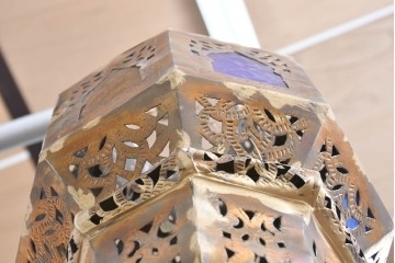 《引っ掛けシーリング式ペンダントライト加工費込み》　ヴィンテージ照明　真鍮製　モロッコ　異国情緒あふれるペンダントライト　(R-088891)