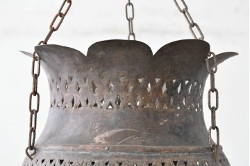 《引っ掛けシーリング式ペンダントライト加工費込み》　ヴィンテージ照明　モロッコ　真鍮製　色ガラスがアクセントの吊り下げ照明　(R-088894)