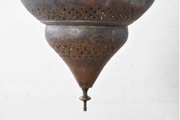 《引っ掛けシーリング式ペンダントライト加工費込み》　ヴィンテージ照明　モロッコ　真鍮製　色ガラスがアクセントの吊り下げ照明　(R-088894)