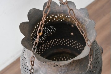 《引っ掛けシーリング式ペンダントライト加工費込み》　ヴィンテージ照明　モロッコ　真鍮製　透かし模様が異国情緒を演出する吊り下げ照明　(R-088896)