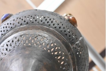 《引っ掛けシーリング式ペンダントライト加工費込み》　ヴィンテージ照明　モロッコ　真鍮製　透かし模様が異国情緒を演出する吊り下げ照明　(R-088896)