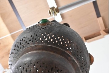 《引っ掛けシーリング式ペンダントライト加工費込み》　ヴィンテージ照明　モロッコ　真鍮製　透かし模様が異国情緒を演出する吊り下げ照明　(R-088897)