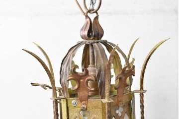 イギリスアンティーク　花や葉飾りが美しく施された優雅なペンダントライト　(R-088900)