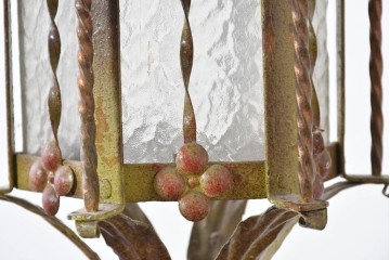 イギリスアンティーク　花や葉飾りが美しく施された優雅なペンダントライト　(R-088900)