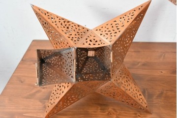 《引っ掛けシーリング式ペンダントライト加工費込み》　ヴィンテージ　アラビアンデザイン　真鍮製　透かし細工が映える星形シルエットの吊り下げ照明　(R-088904)