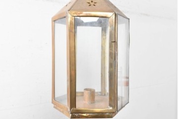 ヴィンテージ雑貨　真鍮製　星形の透かし模様が愛らしいキャンドルランタン　(R-088916)