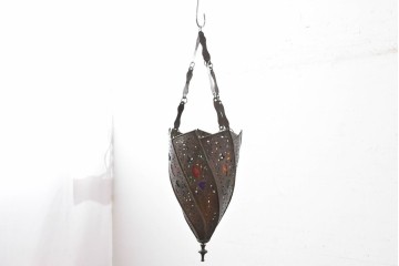 《引っ掛けシーリング式ペンダントライト加工費込み》　ヴィンテージ照明　モロッコ　繊細な透かし装飾を施した吊り下げ照明3個セット　(R-088917)