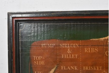 イギリスヴィンテージ　希少　著名工房作品　英国伝統サインペイント　精肉店用ウッドサイン　(R-088936)