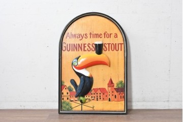 イギリスアンティーク　希少　著名工房作品　英国伝統サインペイント　GUINNESS(ギネス)　オオハシとロゴが目を引く立体ウォールサイン　(R-088941)