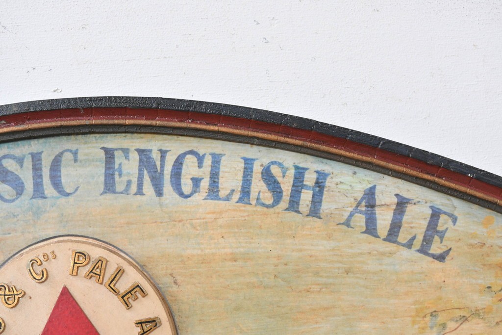イギリスアンティーク　希少　著名工房作品　英国伝統サインペイント　Bass & Co's PALE ALE(バスペールエール)　クリケット風景が味わい深い立体パブサイン　(R-088942)